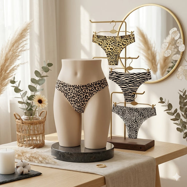 Pack Of 4 Aura Signature Animal Print Seamless Thong Set DF7367