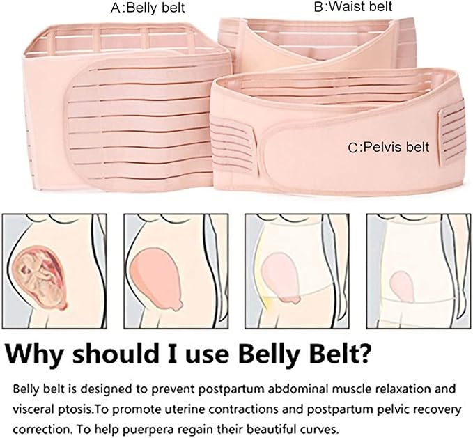 3 in 1 Postpartum Belt After Delivery Support Recovery | Body Shaper Belt for Women for After Birth Postnatal C-section | Waist Pelvis Shapewear Wrap Postpartum Girdle 3830-16