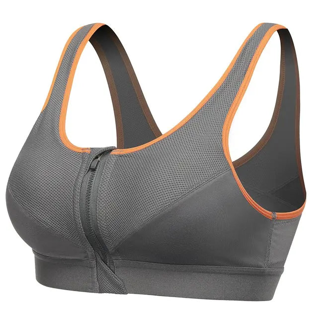 Shezaib Non-Padded Front Zip Sports Bra – Breathable Activewear Bra
