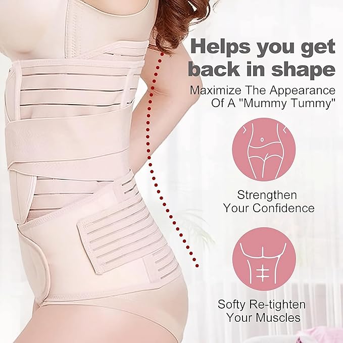 3 in 1 Postpartum Belt After Delivery Support Recovery | Body Shaper Belt for Women for After Birth Postnatal C-section | Waist Pelvis Shapewear Wrap Postpartum Girdle 3830-16
