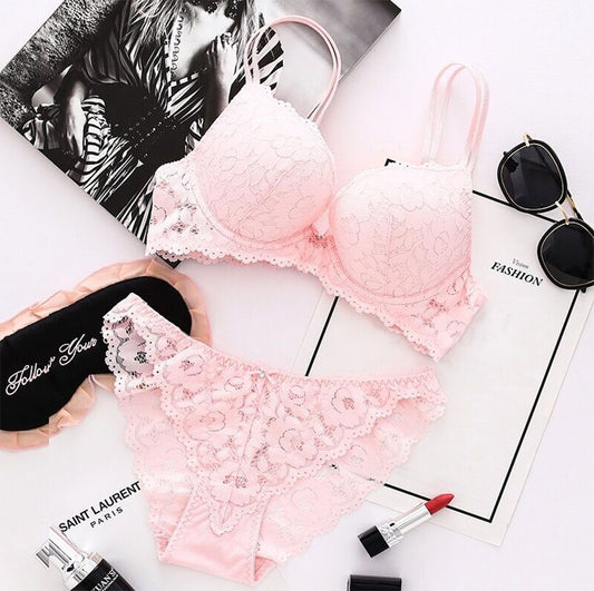 Shezaib New lace embroidery bra and panty set cute underwear and bra set 010