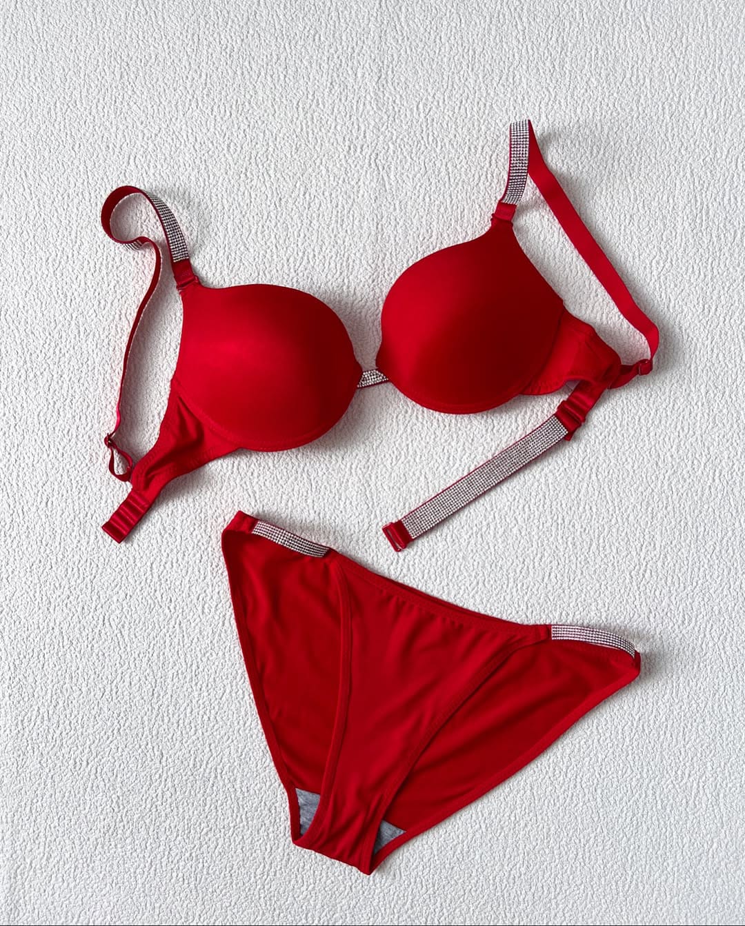 Flourish High Quality New Style Wired Rhinestone Straps Back Hook Adjustable Straps Bra & Panty Set E919