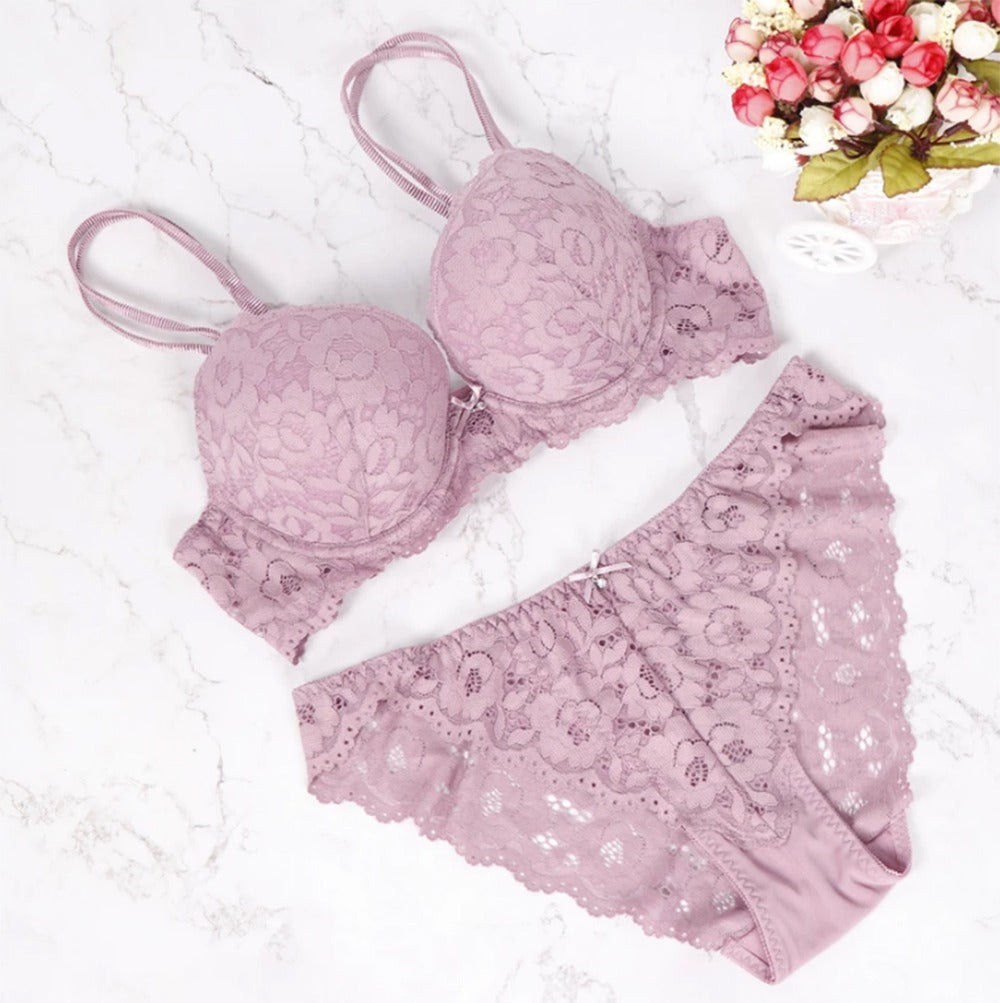 Shezaib New lace embroidery bra and panty set cute underwear and bra set 010