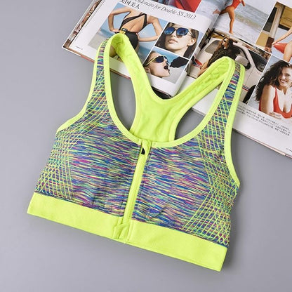 Shezaib Front Open Push Up Wireless Shockproof Front Zipper Sweat-Absorbing Bra, Waistcoat Sports Bra 2105