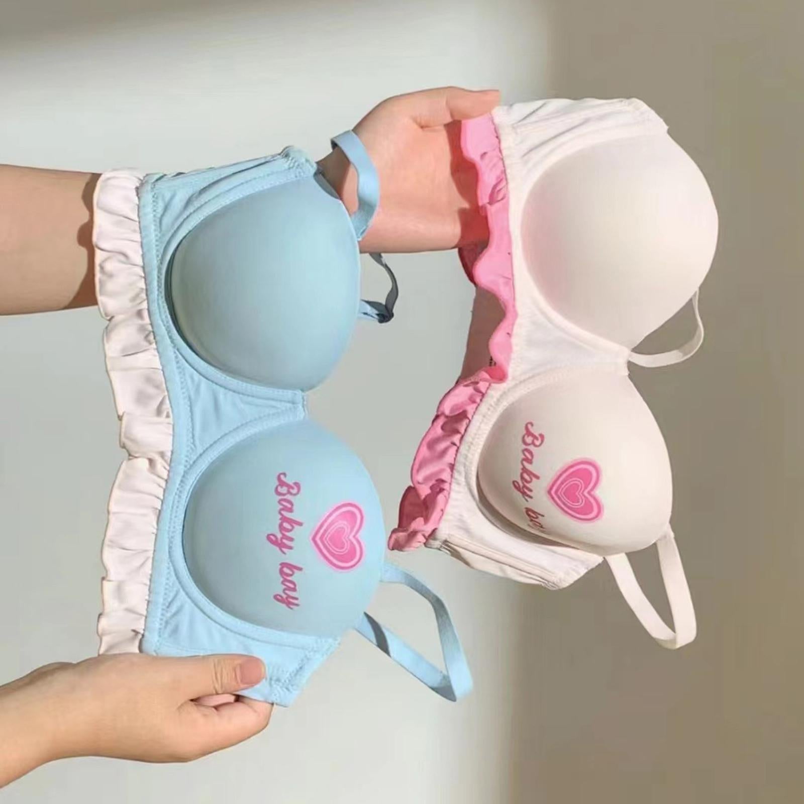 Shezaib  Baby Bay Pastel Ruffle Bra & Panty Set – Cute Printed, Soft Padded & Comfortable Lingerie for Girls