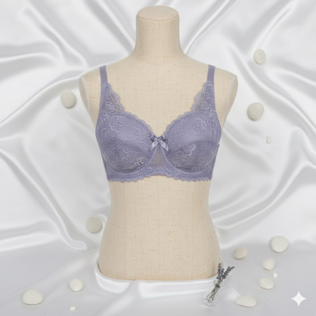 Shezaib Undergarments Ladies Fancy Lace Wired Bra Premium Quality Wire Bra Soft & Comfortable Full Coverage Bra Stylish Floral Lace Design Party, Daily & Casual Wear Bra 37620