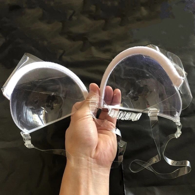 Transparent Plastic 3/4 Clear Strap Invisible Bra Women's
