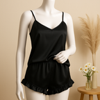 Shezaib 2 pcs silk Cami Sets Charming Style Short Non Padded Inner and Short Nighty 2409