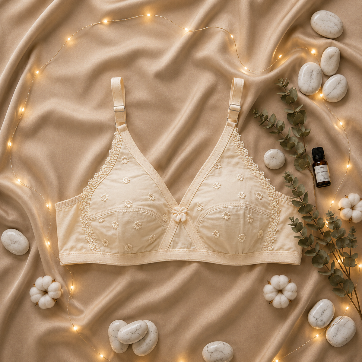 Cotton Non-Padded Floral Embroidered Bra – Soft Everyday Comfort |  X-OVER