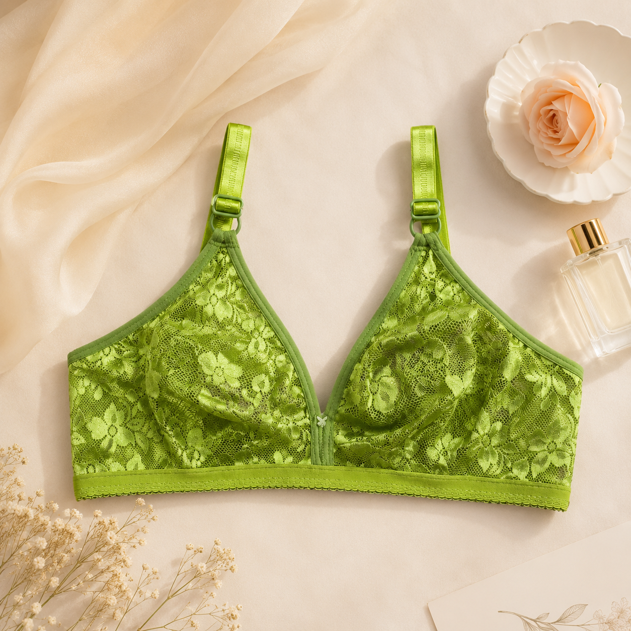 1pcs Net Lace Summer Bralette Collection – Non Padded Soft & Breathable Comfort Wear 128225