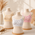 PACK OF 3 Girls' Printed Non-Padded Camisole Bra – Soft Stretch Everyday Training Bra | Pack of 3 | -K0087