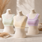 Girls' Non-Padded Ribbed Sports Bra – Soft Stretch Training Bra | Pack of 3 | Random Pastel Colors -K660
