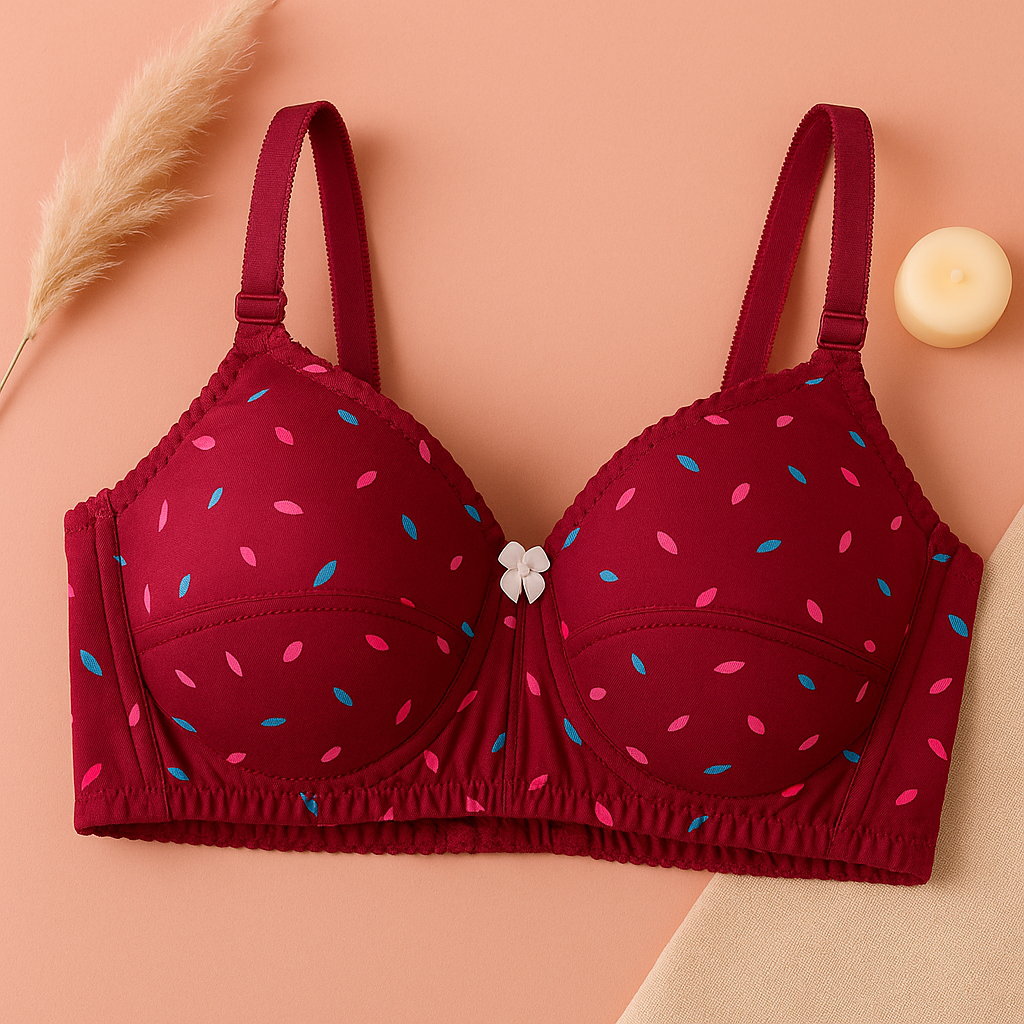 Pack Of 4 Light Padded Cotton Printed  Soft & Breathable Bra