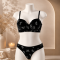 Shezaib Velvet Butterfly Print Bra & Panty Set – Soft Padded, Wired, Premium Lingerie for Girls & Women 8092