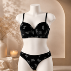 Shezaib Velvet Butterfly Print Bra & Panty Set – Soft Padded, Wired, Premium Lingerie for Girls & Women 8092