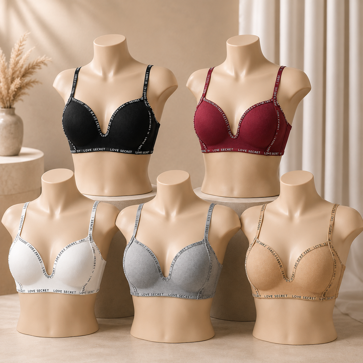 Shezaib Pack of 3 Love Secret Deep Cleavage Single Padded Bra -740