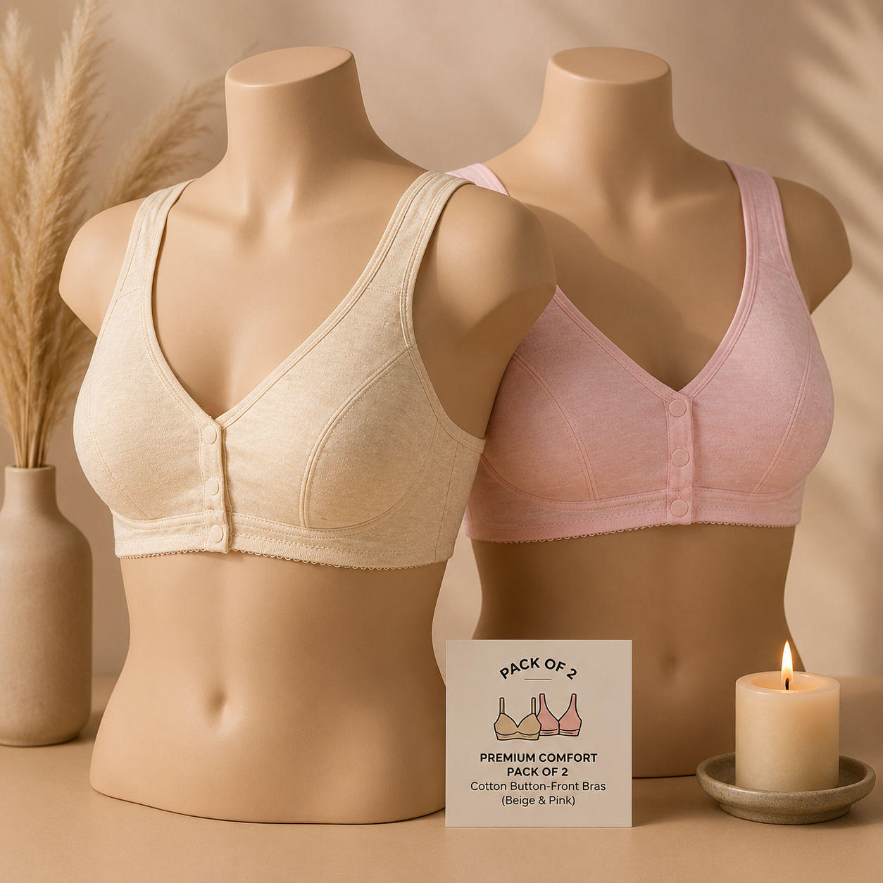 Shezaib Comfortable Solid Seamless Front Button Front Open Bra-108