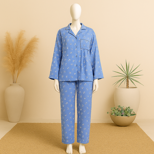 Shezaib New Summer  Cooling Linen 2-Piece Pajama Set  With Scrunchie