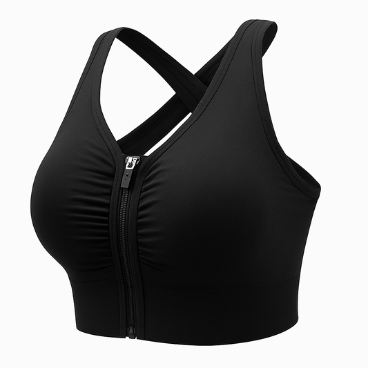 Shezaib Front Zipper Sports Bra – Criss-Cross Back Support, Padded Comfort 288