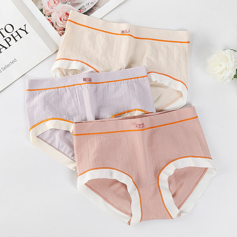 Pack Of 3 New Essential Soft Cotton Breathable Little Crotch Border Linen Panties For Girls And Women's 202