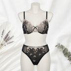 Elegant Non-Padded Floral Embroidered Mesh Bra & Panty Set -9980