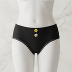 Pack of 3 Aesthetic Ribbed Cotton Panties with Floral Accents -6002