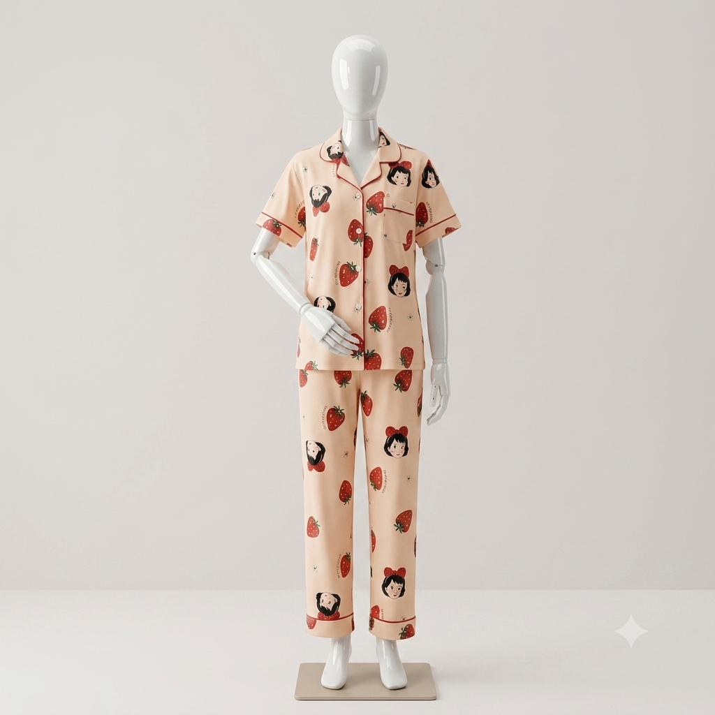 Premium Luxury 2-Piece Short-Sleeve Lounge & Sleepwear Night Suit Set COR-98811