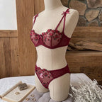 Floral Embroidered Mesh Lingerie Set – Romantic Red or Pretty Pink-20387