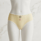 Pack of 3 Aesthetic Ribbed Cotton Panties with Floral Accents -6002