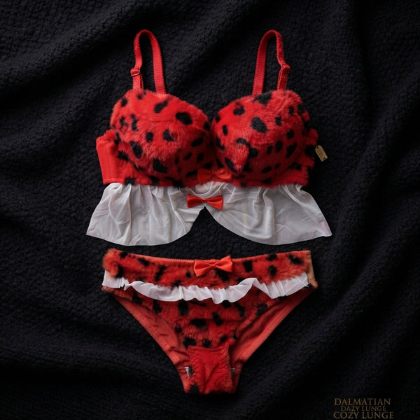 Wild Safari Leopard Plush Lingerie Set – Faux Fur & Mesh Babydoll-2305 Furr