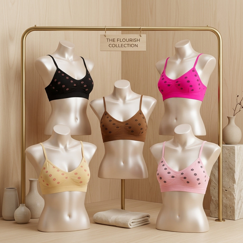 Pack of 3 Jersey Floral Print Bralettes -1301