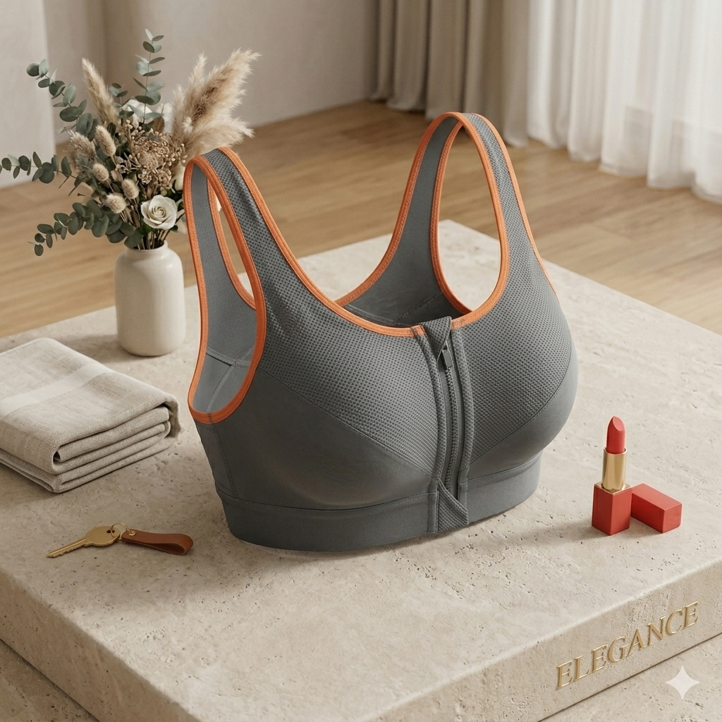 Shezaib Non-Padded Front Zip Sports Bra – Breathable Activewear Bra