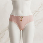 Pack of 3 Aesthetic Ribbed Cotton Panties with Floral Accents -6002