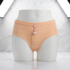 Pack of 3 Women's Ribbed Cotton Panties with Pearl Charm -8862