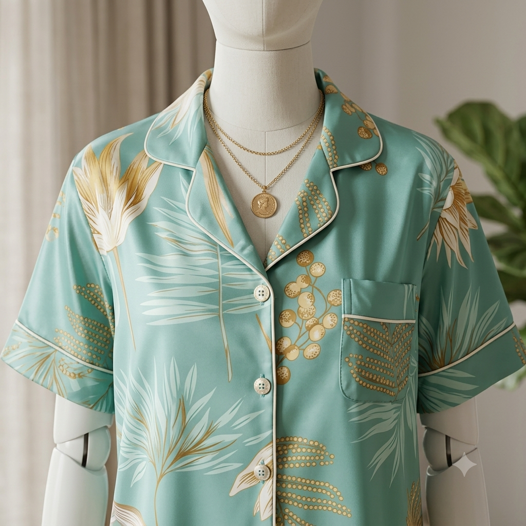 Premium Luxury 2-Piece Short-Sleeve Lounge & Sleepwear Night Suit Set COR-9885