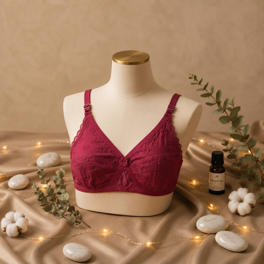 Cotton Non-Padded Floral Embroidered Bra – Soft Everyday Comfort |  X-OVER