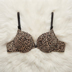 Leopard Print Front-Closure Push-Up Bra – Bold Style & Everyday Comfort -1501 Leopard