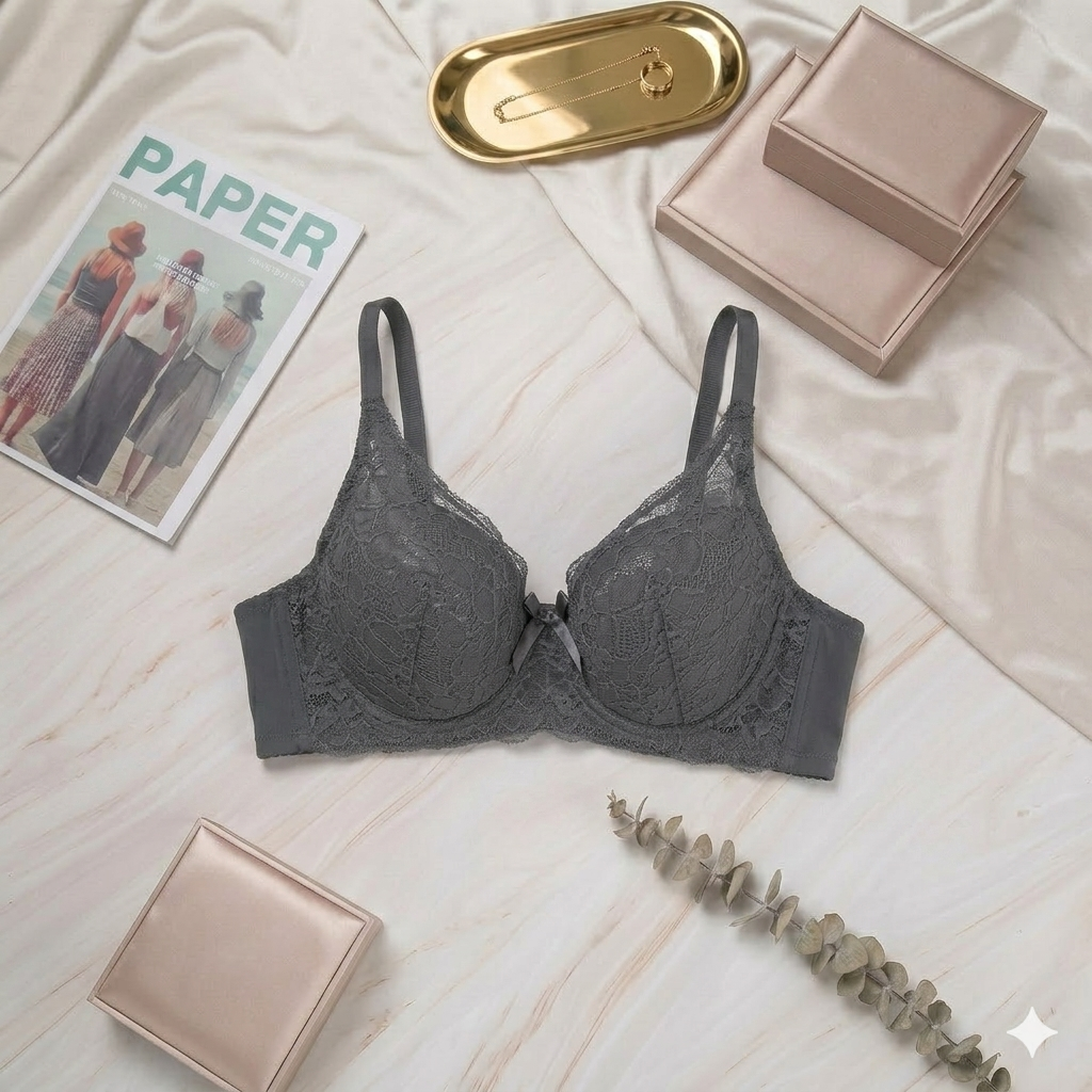Shezaib Pack of 3 Light Padded Lace Bra– Comfortable Everyday Support Bra for Women