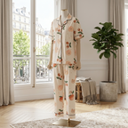 (Playful & Cute): Sweet Dreams Peach & Cherry Pattern Pajama Set