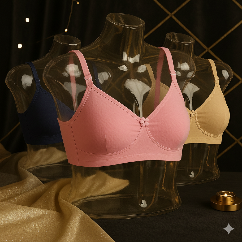 Flourish IMAGE-B High Quality 2-in-1 Non Padded Cotton jersey Bra with Free Invisible Straps – Soft, Pure, Comfortable & Full Coverage Non-Padded T-Shirt Bra