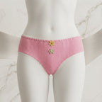 Pack of 3 Aesthetic Ribbed Cotton Panties with Floral Accents -6002