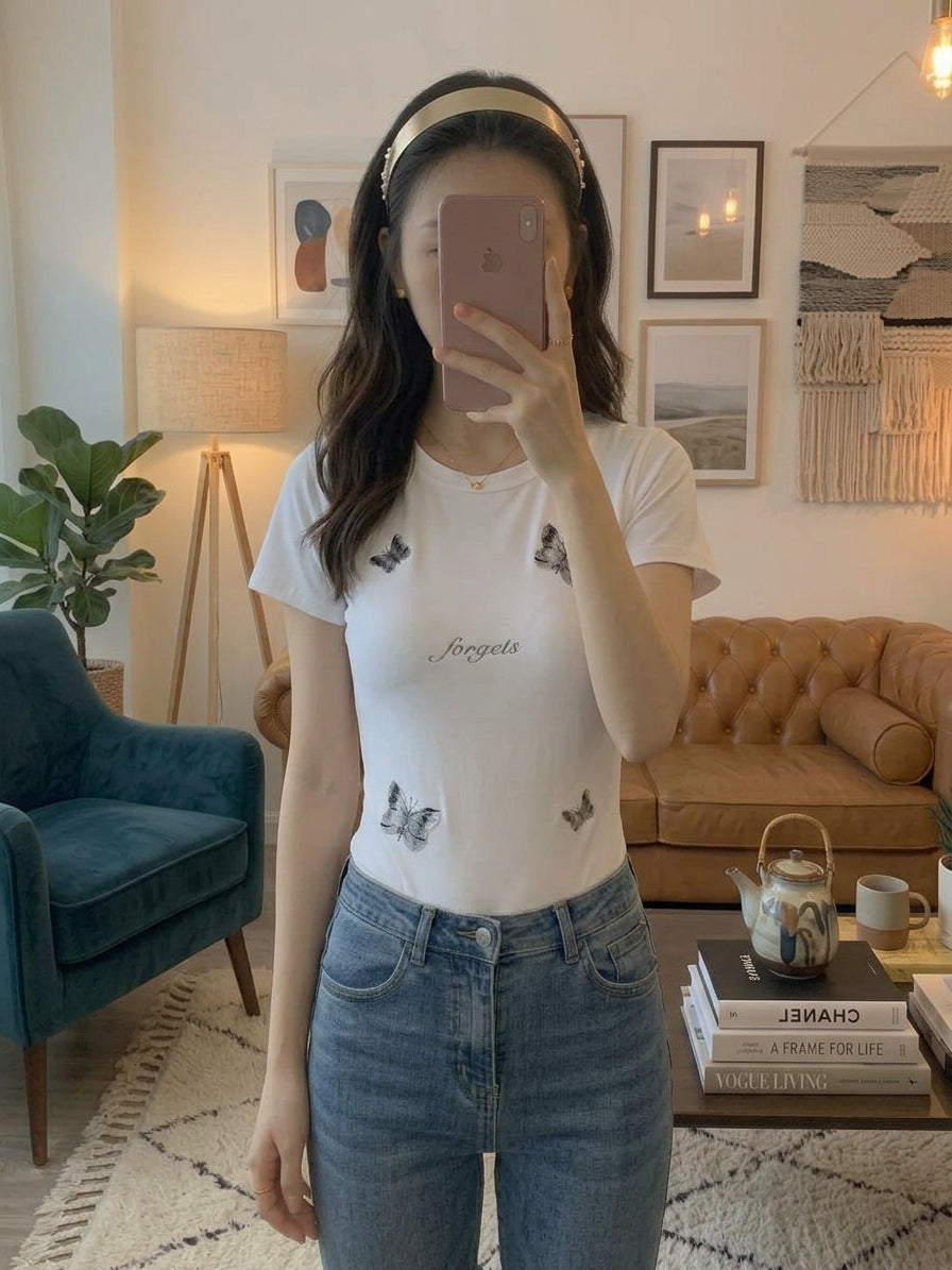 Women’s Butterfly Printed Casual T-Shirt 8507