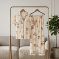 (Playful & Cute): Sweet Dreams Peach & Cherry Pattern Pajama Set