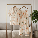 (Playful & Cute): Sweet Dreams Peach & Cherry Pattern Pajama Set