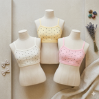 Shezaib  Pack of 3 Girls Soft Cotton Ribbed Training Bra Pack (Non-Padded)