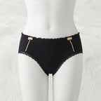 Women's Ribbed Cotton Briefs with Lace Trim & Bow Accents -6126