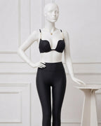 Luxury Pearl-Strap Lace Padded Bra Black -9091