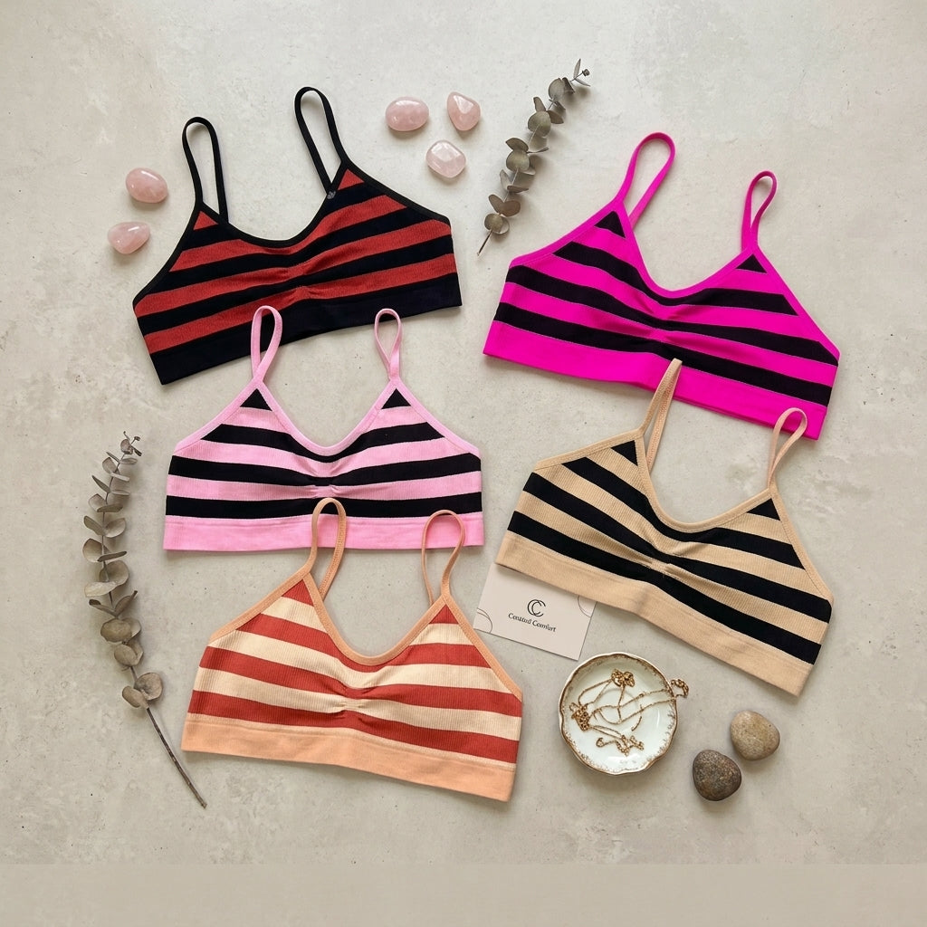 Pack of 3 Seamless Striped Non-Padded Everyday Bralette-G8016