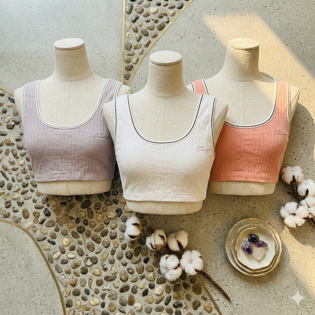 Shezaib pack of 3 Teenagers Scoop Neck Ribbed Crop Bra Pack (Non-Padded)