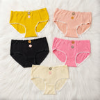 Pack of 3 Aesthetic Ribbed Cotton Panties with Floral Accents -6002